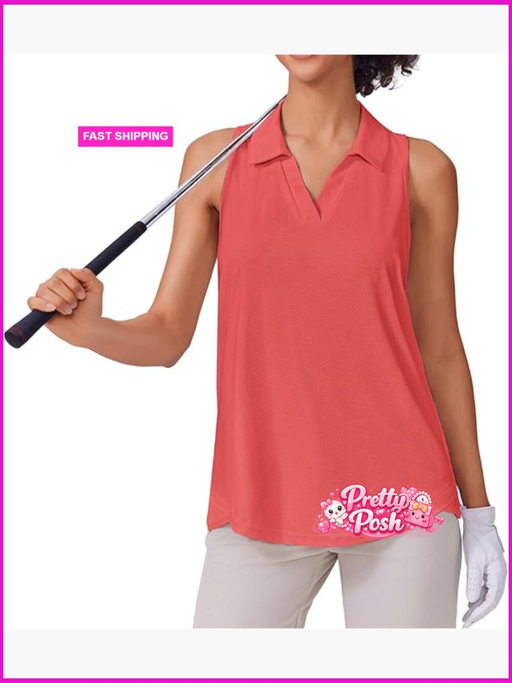UPF 50+ Quick Dry Sleeveless Polo Tank with Racerback